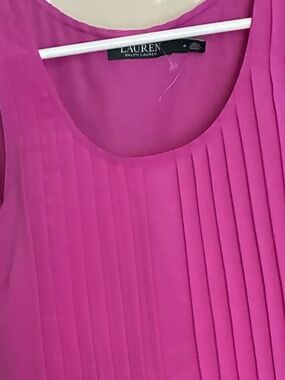 Ralph Lauren Hot Pink Pleated Sleeveless Mini Dress